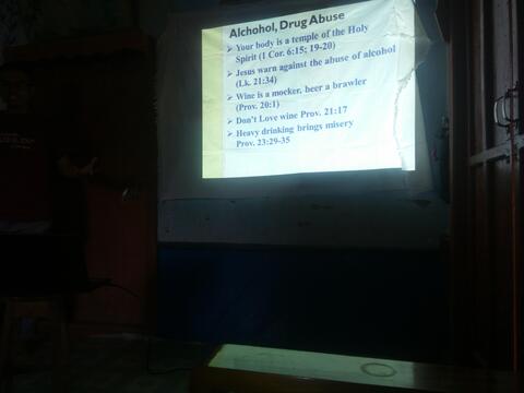 Preacher using slide show